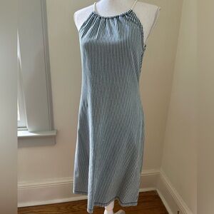 J. McLaughlin Blue Striped Cotton Dress size Small